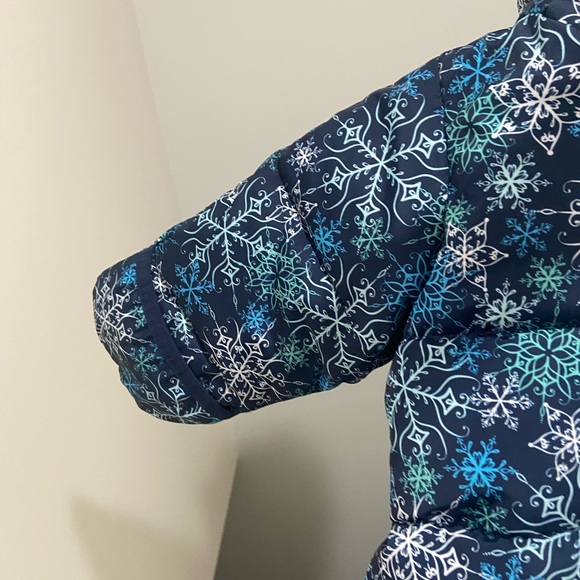 Land’s End 3-6 months Baby Bunting Snowsuit removable faux fur hood * worn once - Picture 6 of 14